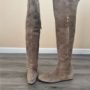 Stuart Weitzman Over the Knee Boots in Taupe